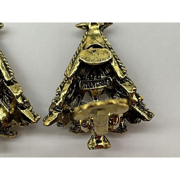 Hollycraft Vintage Christmas Tree Pin w/Matching Clip Earrings MCM Collectible - Picture 13 of 16